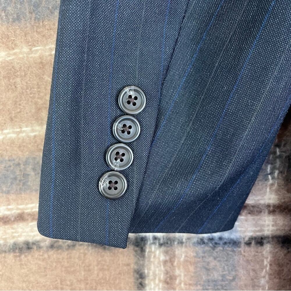 Ralph Lauren Sport Coat Mens 39R 100% Wool Charcoal and Blue Striped - Picture 2 of 13